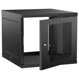 Шкаф настенный 19" 9U 600х650мм перфорированная дверь черный GENERICA