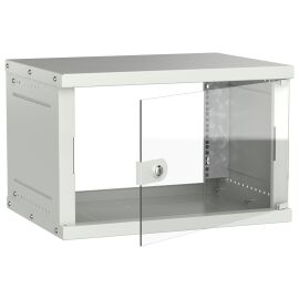 Шкаф настенный 19" 6U 600х450мм стеклянная дверь серый GENERICA