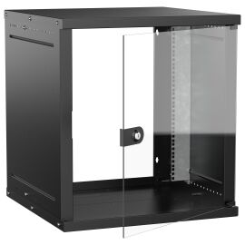 Шкаф настенный 19" 12U 600х600мм стеклянная дверь черный GENERICA