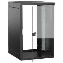 Шкаф настенный 18U 600х650мм стеклянная дверь черный GENERICA