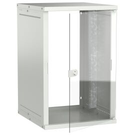 Шкаф настенный 19" 18U 600х650мм стеклянная дверь серый GENERICA