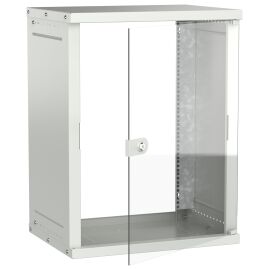Шкаф настенный 19" 15U 600х450мм стеклянная дверь серый GENERICA