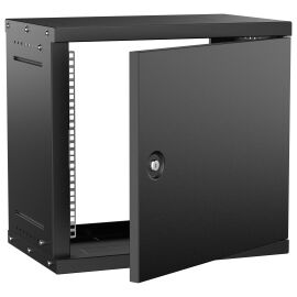 Шкаф настенный 9U 550х350мм металическая дверь черный GENERICA