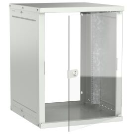 Шкаф настенный 19" 15U 600х650мм стеклянная дверь серый GENERICA