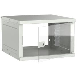 Шкаф настенный 19" 6U 600х600мм стеклянная дверь серый GENERICA