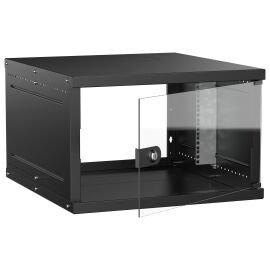 Шкаф настенный 19" 6U 600х650мм стеклянная дверь черный GENERICA