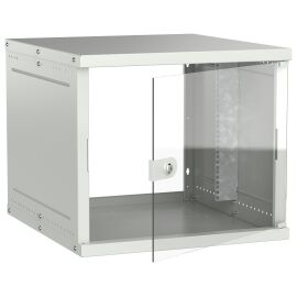 Шкаф настенный 19" 9U 600х650мм стеклянная дверь серый GENERICA