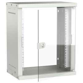Шкаф настенный 19" 12U 550х350мм стеклянная дверь серый GENERICA