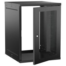 Шкаф настенный 19" 15U 600х650мм перфорированная дверь черный GENERICA