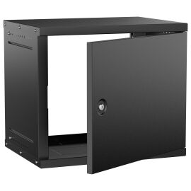 Шкаф настенный 9U 600х450мм металическая дверь черный GENERICA