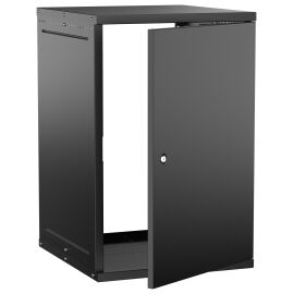 Шкаф настенный 19" 18U 600х650мм металлическая дверь черный GENERICA