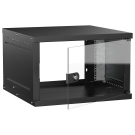 Шкаф настенный 19" 6U 600х600мм стеклянная дверь черный GENERICA