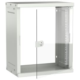 Шкаф настенный 19" 15U 550х350мм стеклянная дверь серый GENERICA