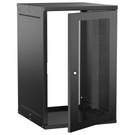 Шкаф настенный 19" 18U 600х650мм перфорированная дверь черный GENERICA