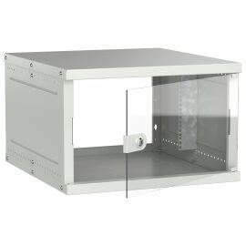 Шкаф настенный 19" 6U 600х650мм стеклянная дверь серый GENERICA