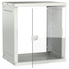 Шкаф настенный 19" 12U 600х450мм стеклянная дверь серый GENERICA