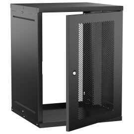 Шкаф настенный 19" 15U 600х600мм перфорированная дверь черный GENERICA