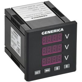 Вольтметр цифровой щитовой трехфазный 72х72мм LED GENERICA