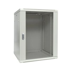 Шкаф настенный 19", 12U, 600х450мм, стекл. дверь, серый, TERACOM PRO TRP-WLL-1264-40G