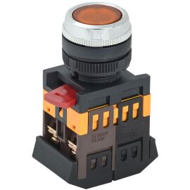 Кнопка ABLFS-22 желтый d=22мм неон/240В 1з+1р IEK