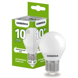 Лампа светодиодная G45 шар 10Вт 230В 4000К E27 GENERICA