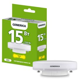 Лампа светодиодная T80 таблетка 15Вт 230В 3000К GX53 GENERICA