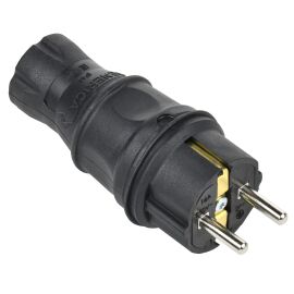 Вилка прямая 16А IP44 каучук черная GENERICA