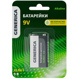 Батарейка щелочая Alkaline 6LR61 9V (1шт/блистер) GENERICA