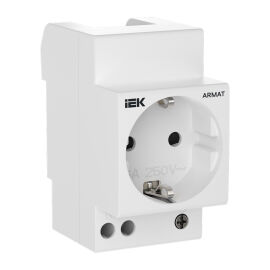 Розетка на DIN-рейку 45мм, с заземлением, с защитными шторками, 16А, IEK AR-SOD-G-GND-S-016