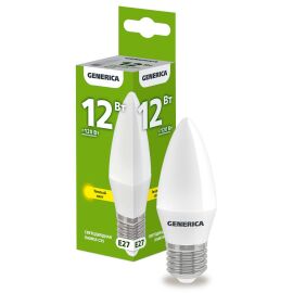 Лампа светодиодная C35 свеча 12Вт 230В 3000К E27 GENERICA