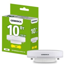 Лампа светодиодная T80 таблетка 10Вт 230В 3000К GX53 GENERICA