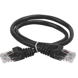 Патч-корд 4 пары, 2хRJ45, 1м, Кат.5e, UTP, черный, LSZH, ITK PC09-C5EUL-1M