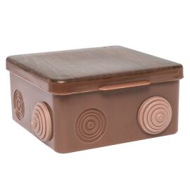 Коробка распределительная КМР-030-014 с крышкой (100x100x55), 8 мембр. вводов тёмн. дер. IP54 EKF   