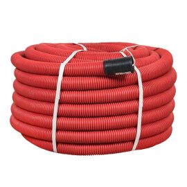 Труба гофр. двустен. ПНД/ПНД гибкая с протяжкой d50 мм (50 м) красн. EKF-Plast                      