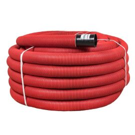 Труба гофр. двустен. ПНД/ПНД гибкая с протяжкой d90 мм (50 м) красн. EKF-Plast                      