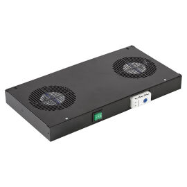 Модуль вентиляторный ВМ-2-19"-Т-Ч, 2 вентилятора с термореле, черный, ССД 130411-01258