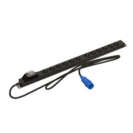 Блок розеток вертик. 12 гнезд (Schuko), 32A, черный, кабель 2,5м, DANNMAN 7000520