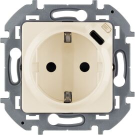INSPIRIA Розетка 1-местная с заземлением с защитными шторками 16А с USB C 5В безвинтовое крепление с