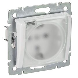 VALENA DIY Розетка 1-местная с заземлением с защитными шторками и крышкой 16А IP44 белый