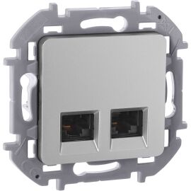 INSPIRIA Розетка компьютерная двойная RJ45 категория 5Е UTP алюминий
