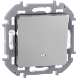 INSPIRIA Переключатель 1-клавишный с подсветкой/индикацией схема 6L 10АХ безвинтовые зажимы алюминий