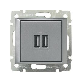 VALENA Розетка USB A + A 15Вт алюминий