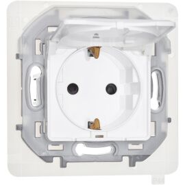 INSPIRIA Розетка 1-местная с заземлением с защитными шторками и крышкой 16А IP44 белый