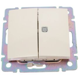 VALENA DIY Выключатель 2-клавишный с индикацией схема 5L 10АХ безвинтовые зажимы слоновая кость