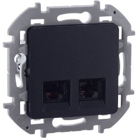 INSPIRIA Розетка компьютерная двойная RJ45 категория 5Е UTP антрацит