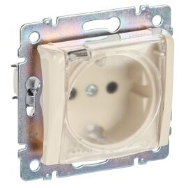 VALENA DIY Розетка 1-местная с заземлением с защитными шторками и крышкой 16А IP44 слоновая кость