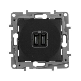 ETIKA Розетка USB C+C 15Вт антрацит