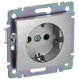 VALENA DIY Розетка 1-местная с заземлением без защитных шторок 16А алюминий