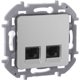 INSPIRIA Розетка компьютерная двойная RJ45 категория 6 UTP алюминий