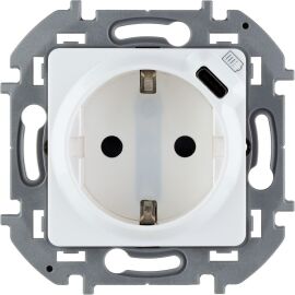 INSPIRIA Розетка 1-местная с заземлением с защитными шторками 16А с USB C 5В безвинтовое крепление б